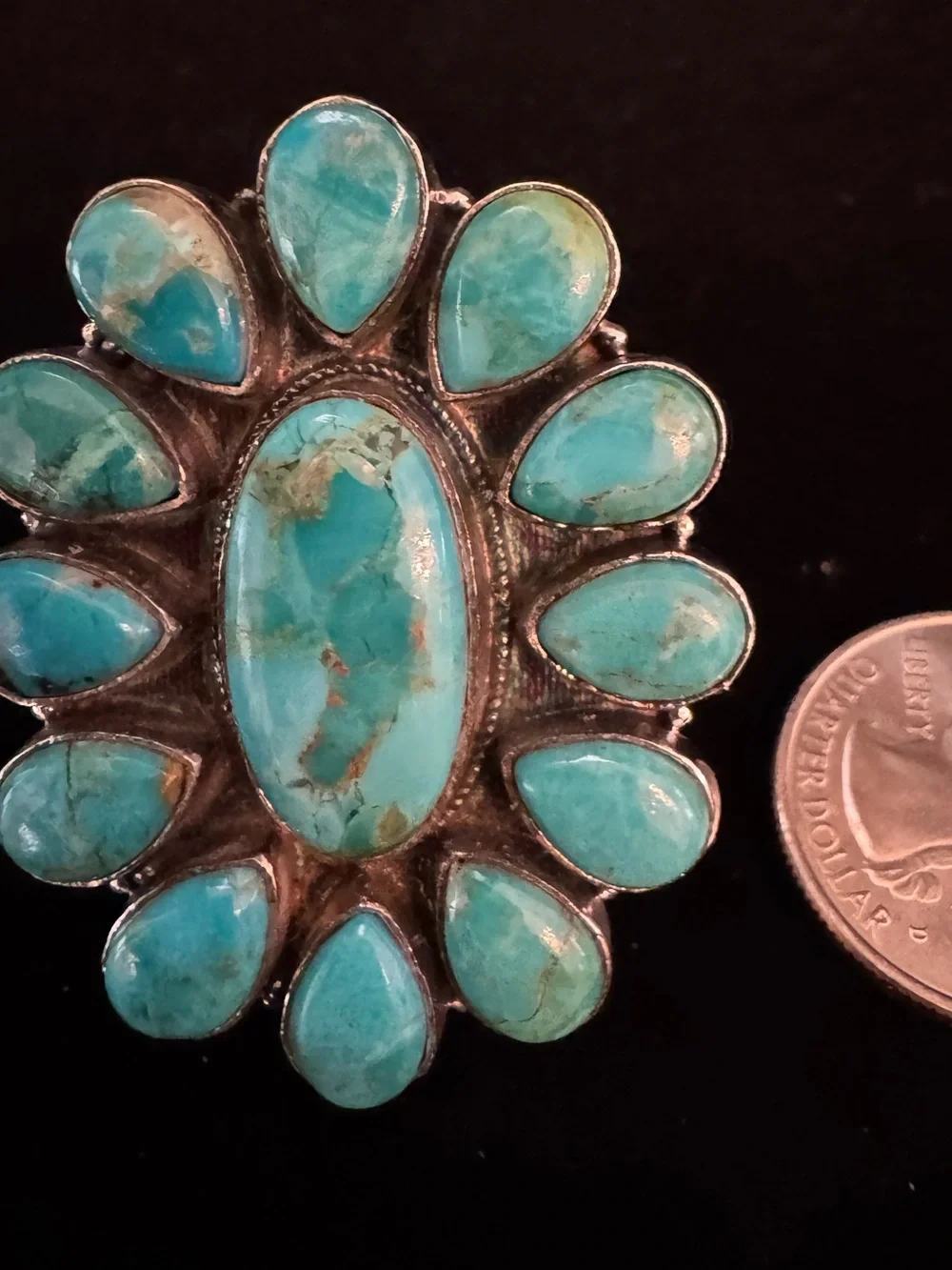Sterling Silver Women's statement Ring beautiful blue moon turquoise NWT size 8